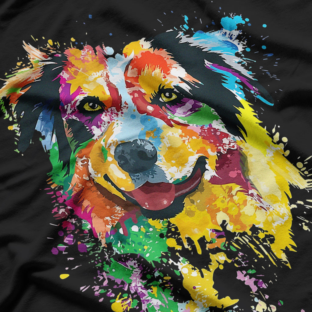 Watercolor Colorful Australian Shepherd Aussie T-Shirt