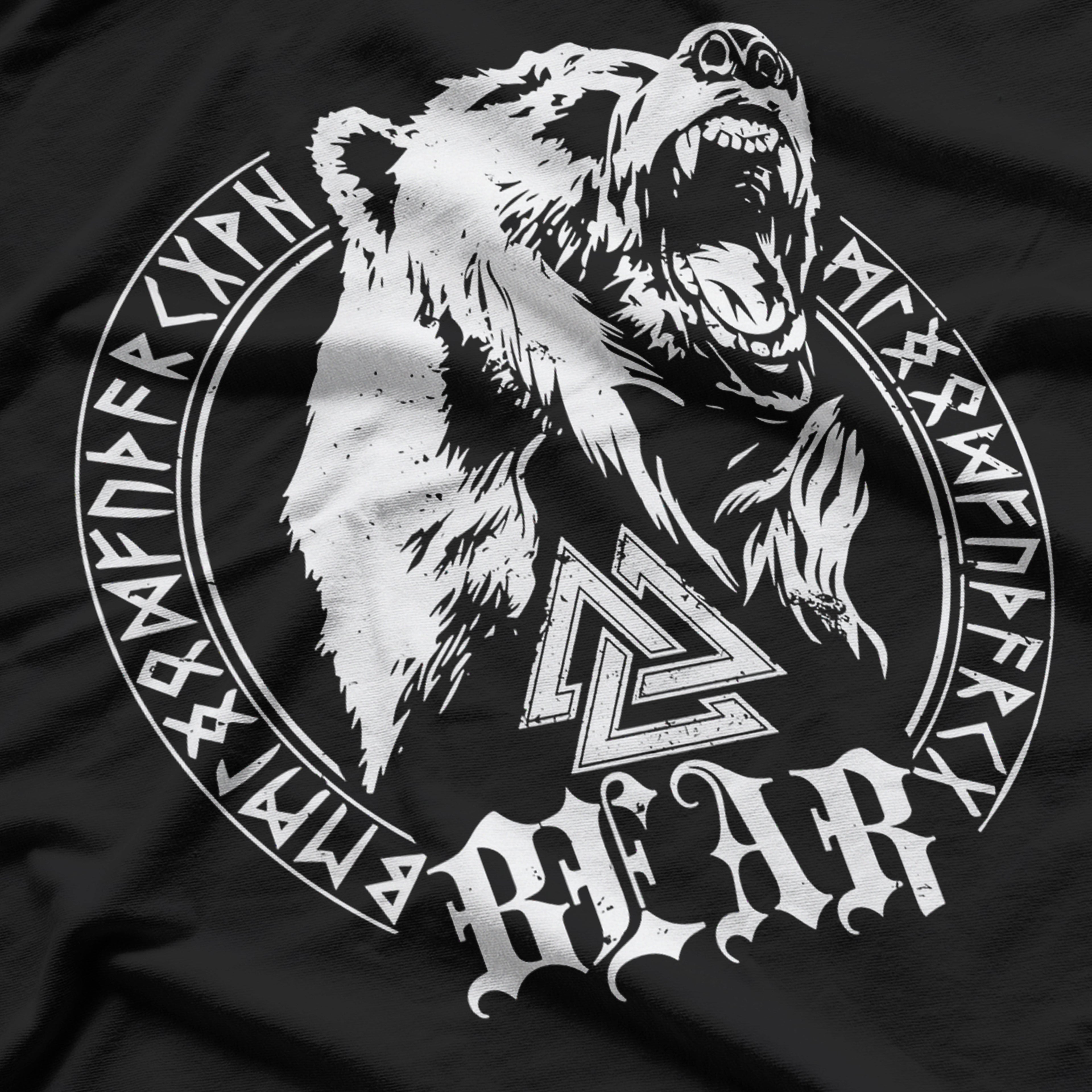 Berserker Bear Warrior Odin Runes Valknut Symbol T-Shirt