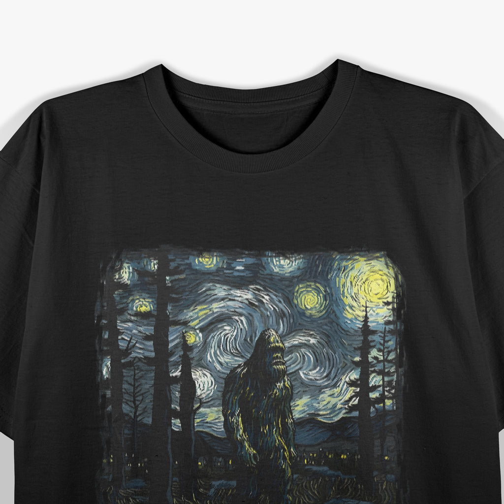 Bigfoot Starry Night – Sasquatch Meets Van Gogh T-Shirt