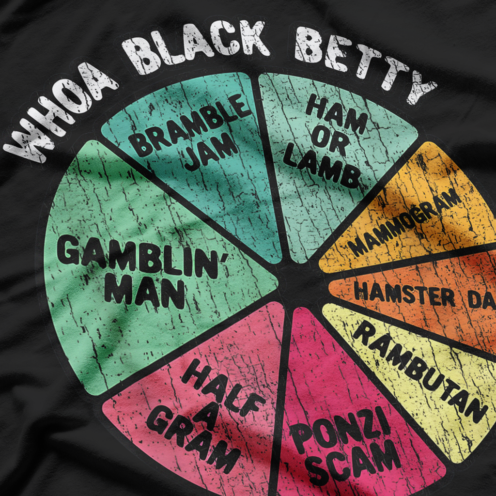 Whoa Black Betty - Funny 70's Classic Rock Music Pie Chart T-Shirt