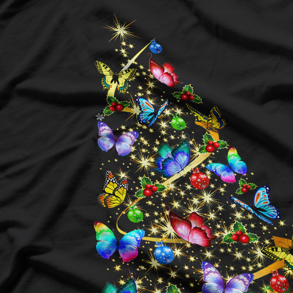 Butterfly Christmas Tree Lights Girl Women Cute Butterfly T-Shirt