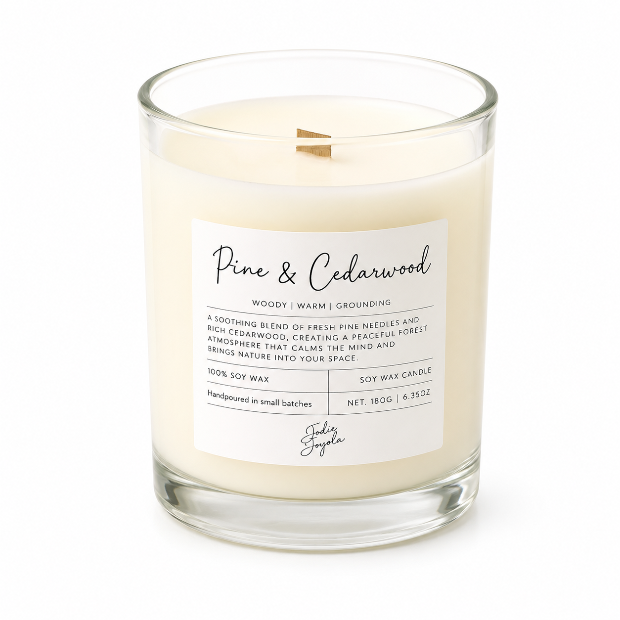 Scent & Light - Classic Scented Candle Pine & Cedarwood 170g – Soy Candle with Wooden Lid