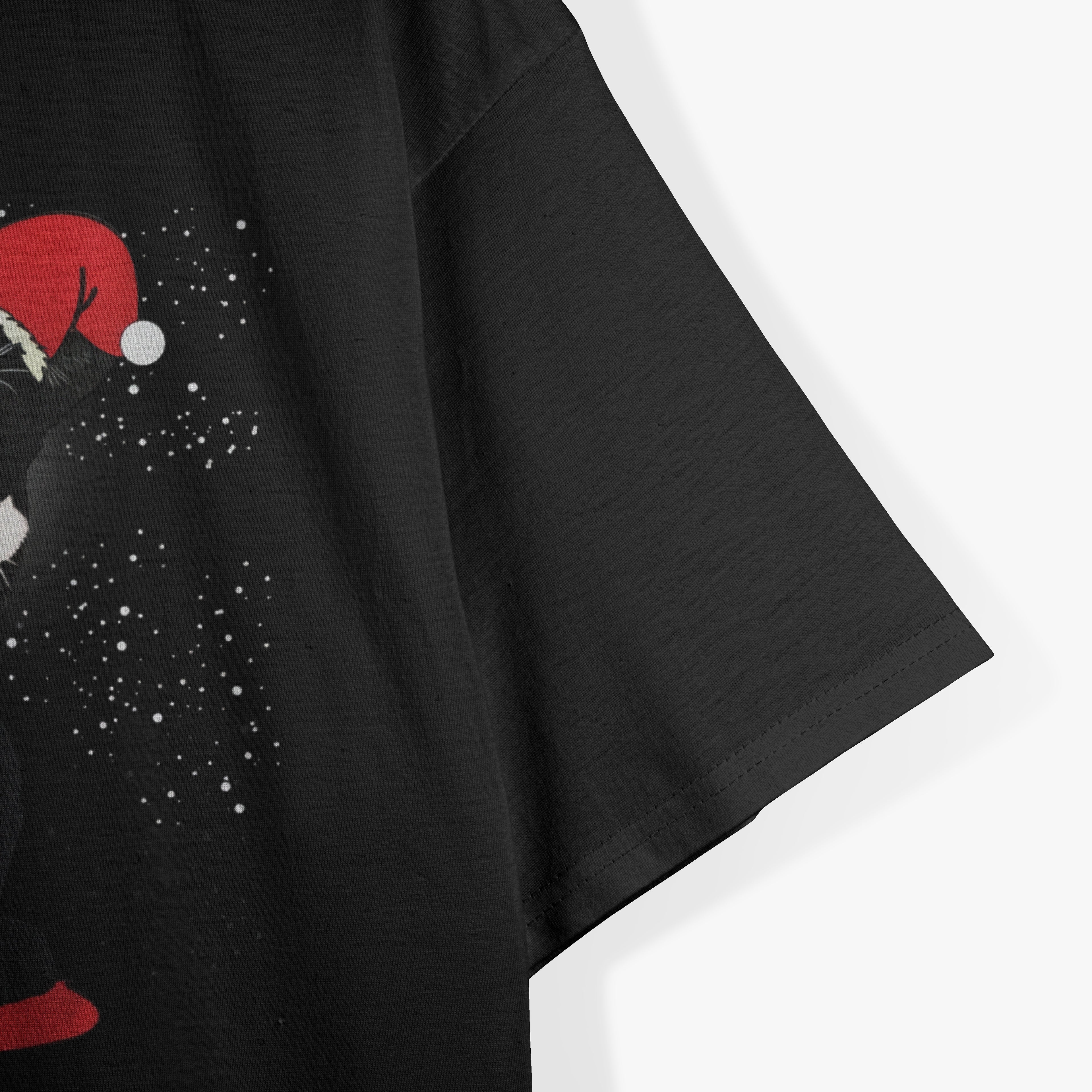 Tuxedo Cat Meow Santa Tuxie Christmas Tree Lights Cat Catmas T-Shirt