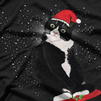 Tuxedo Cat Meow Santa Tuxie Christmas Tree Lights Cat Catmas T-Shirt