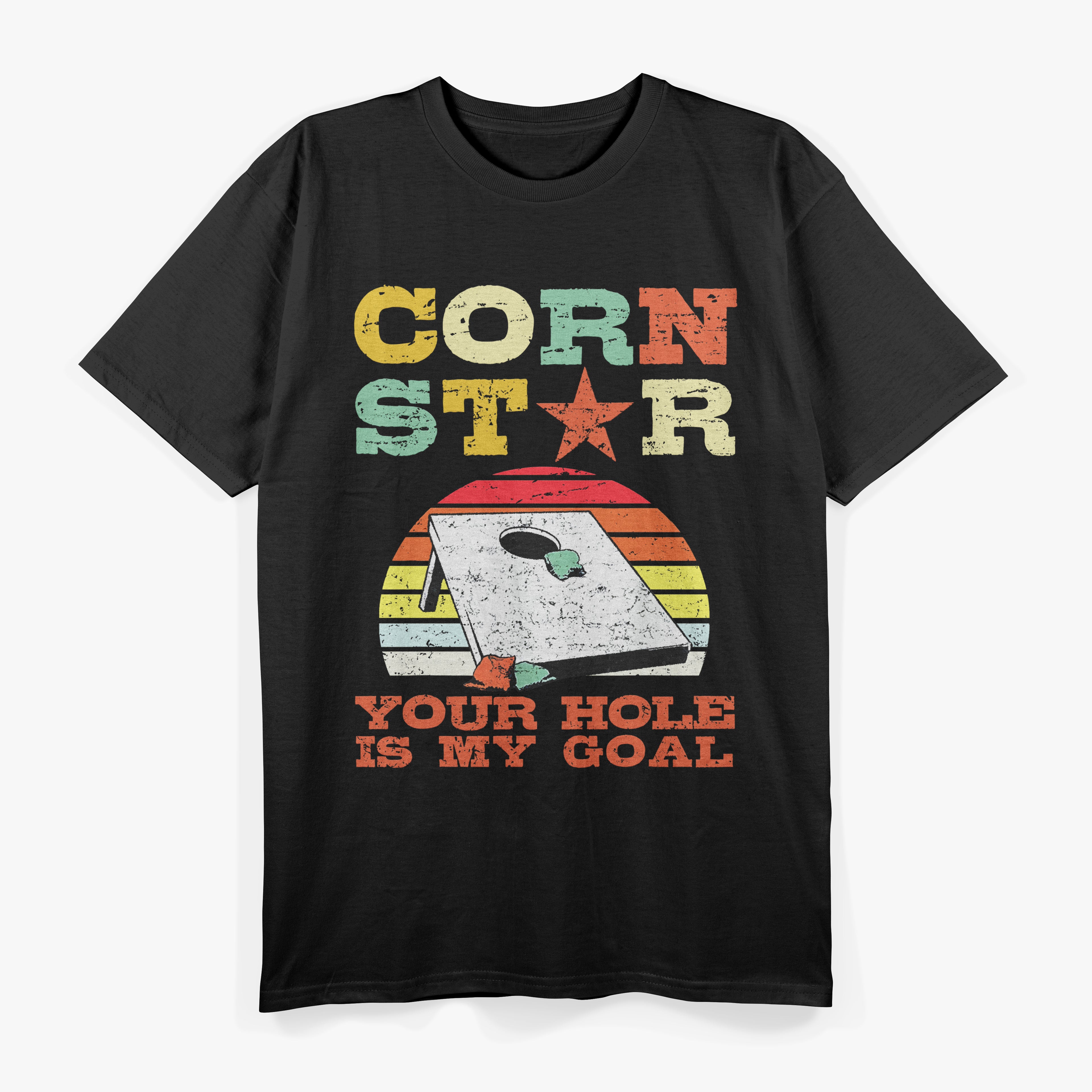 Funny Cornhole Corn Star Your Hole Is My Goal Vintage T-Shirt