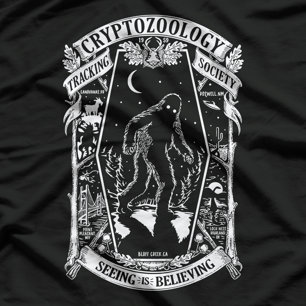 Cryptozoology Monster Trackers Emblem Mothman T Shirt