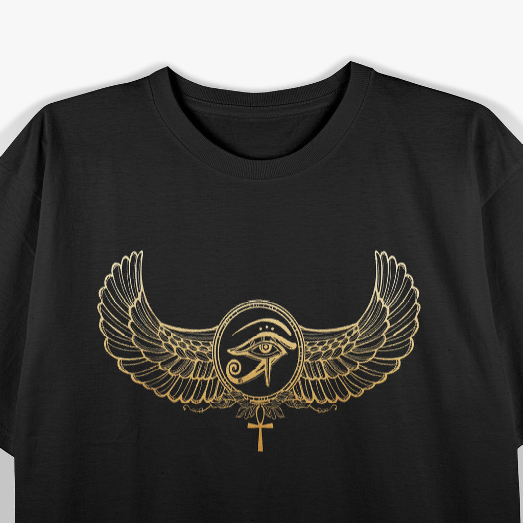Egyptian Eye of Ra Sun Ankh & Wings Symbolism T-Shirt