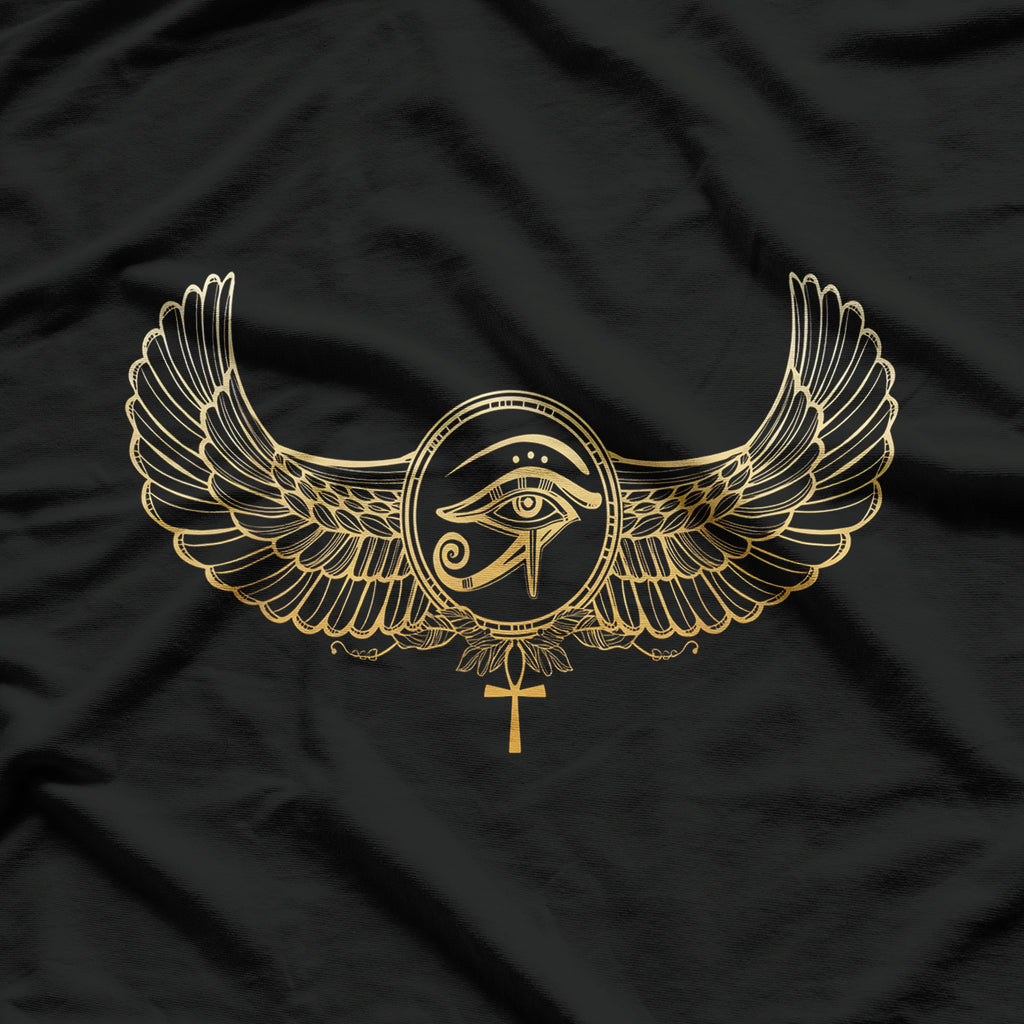 Egyptian Eye of Ra Sun Ankh & Wings Symbolism T-Shirt