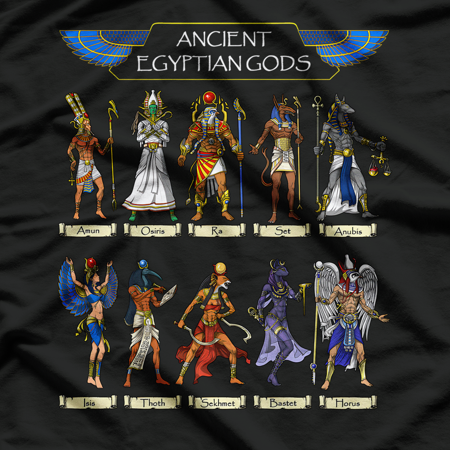 Egyptian Gods Ancient Mythology Pharaoh Anubis Thoth Horus T-Shirt