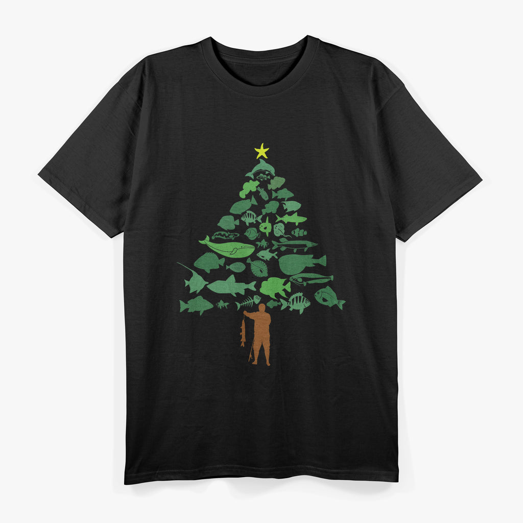 Fish Christmas Tree Merry Fishmas Funny Christmas Fisherman T-Shirt