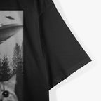 Funny Duo Cats Sci-fi Paws and UFOs Alien Invasion T-Shirt