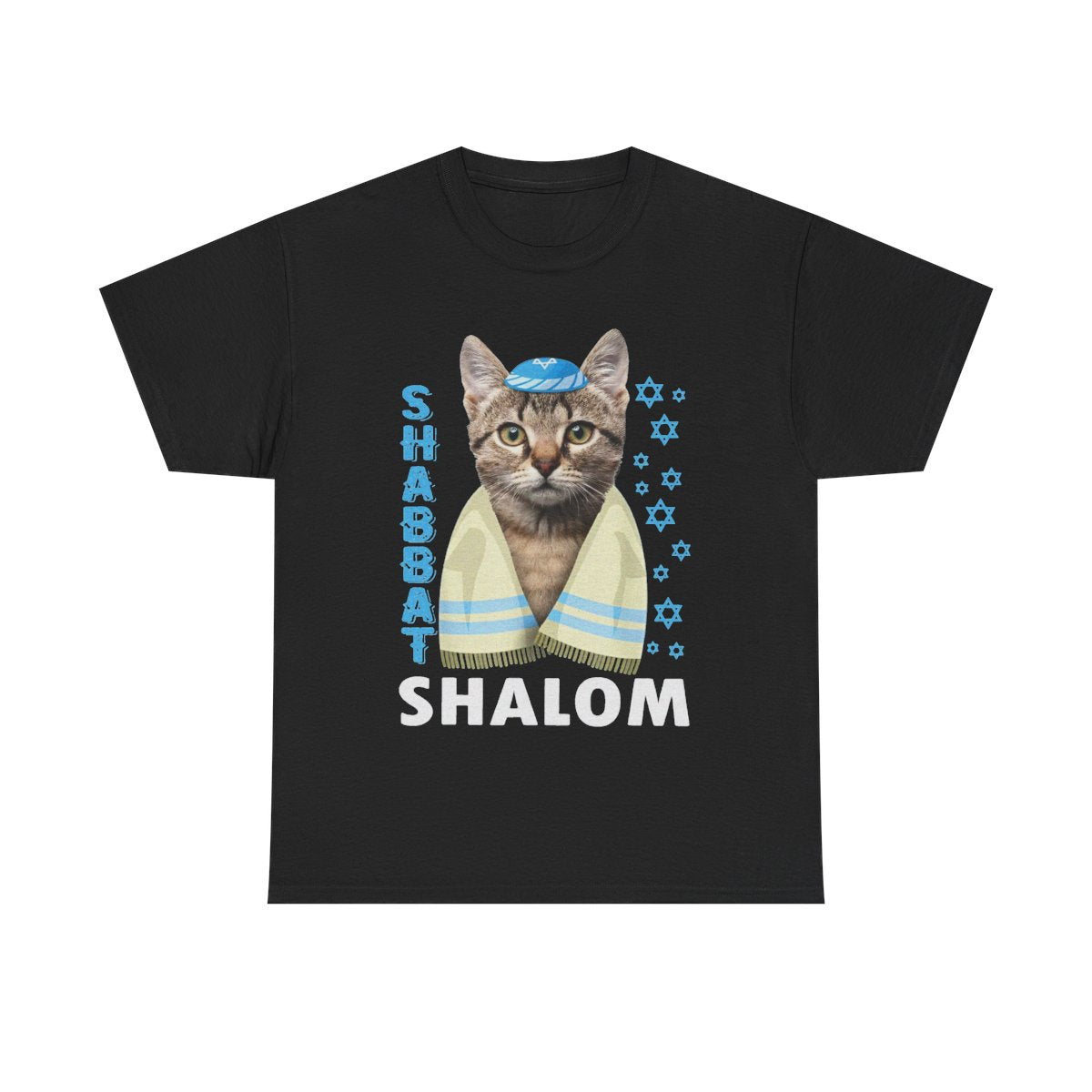 Funny Jewish Shabbat Shalom Cute Cat With Kippah T-Shirt