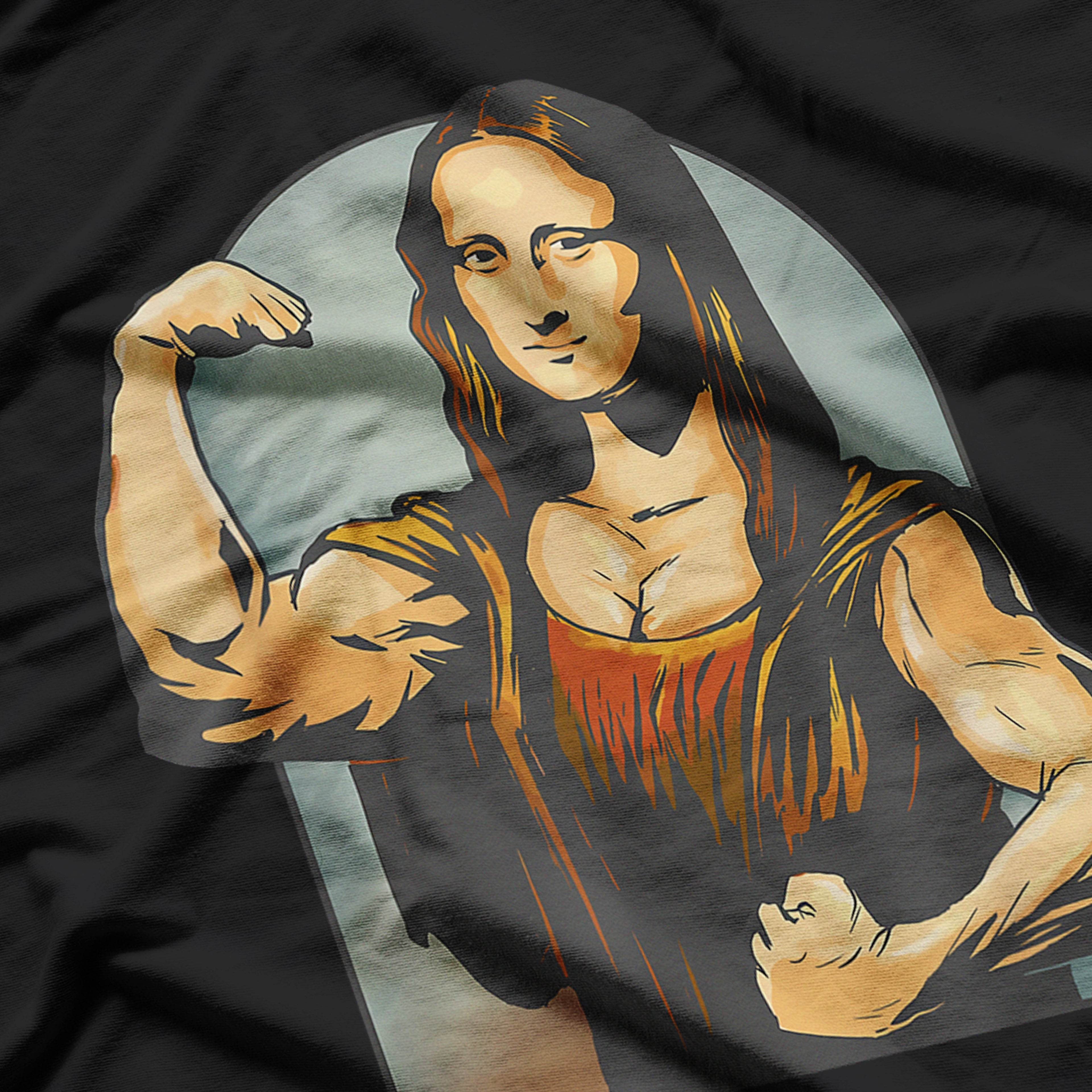 Gym Mona Lisa Muscle Fun Workout Fitness Bodybuilding T-Shirt