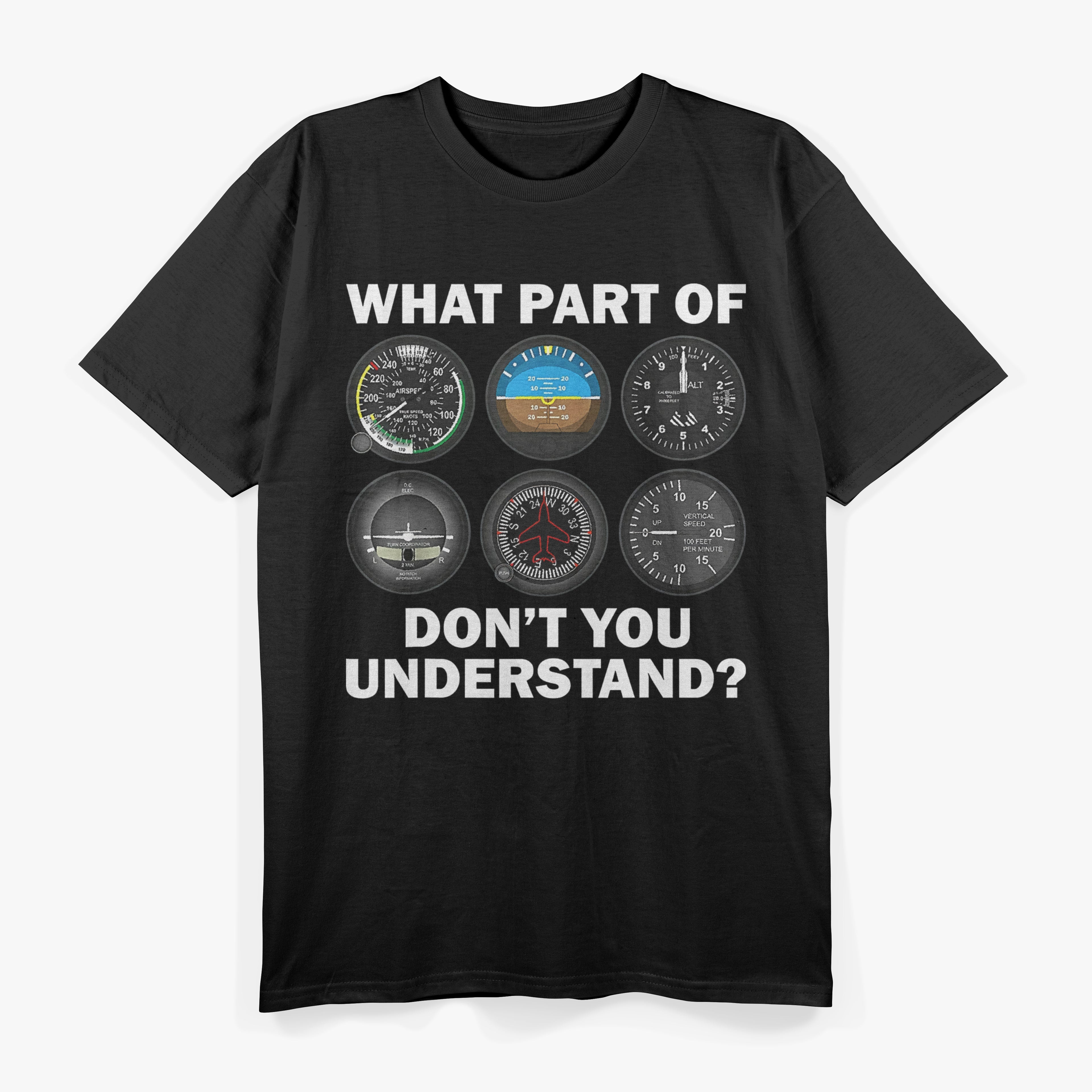 Funny Pilot Art, Aviation Airline Pilot Instruments T-Shirt