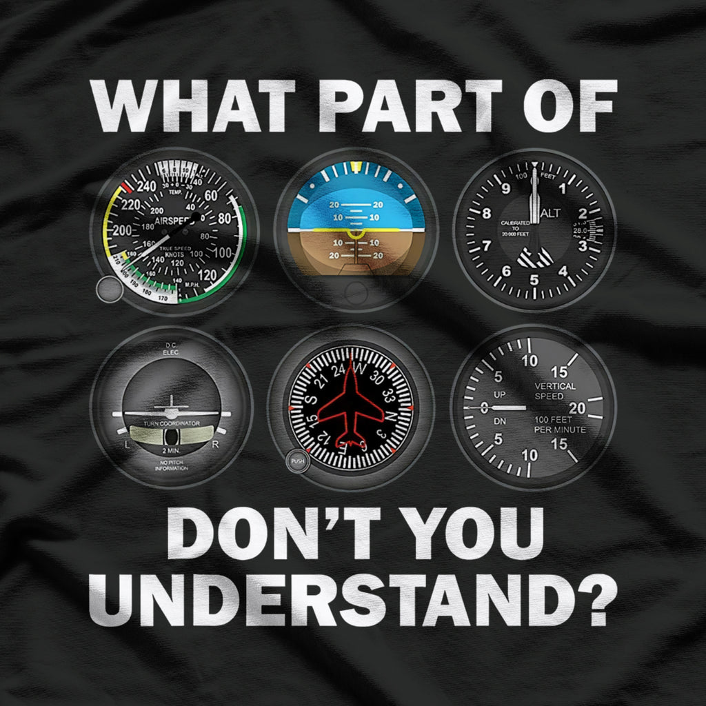 Funny Pilot Art, Aviation Airline Pilot Instruments T-Shirt