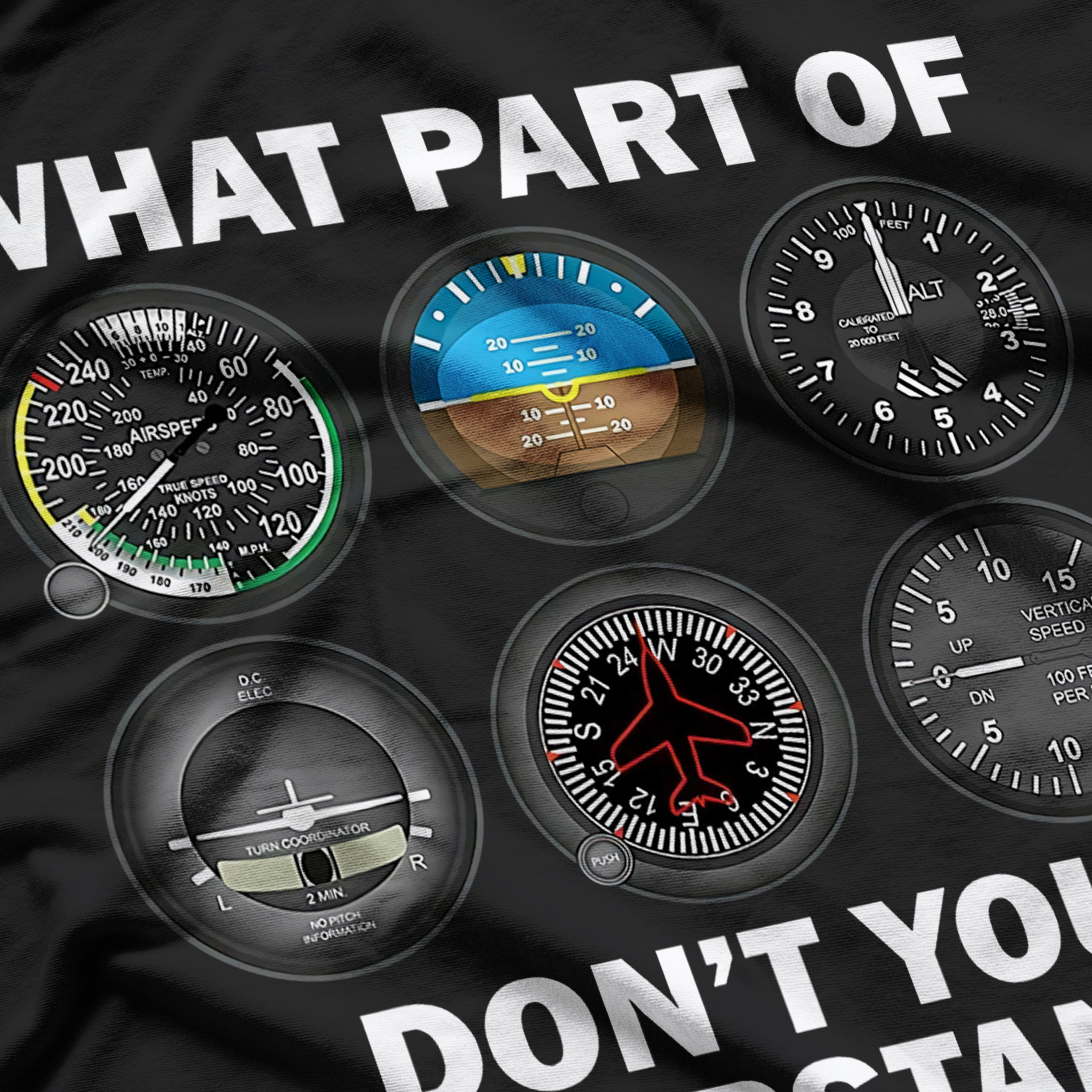 Funny Pilot Art, Aviation Airline Pilot Instruments T-Shirt