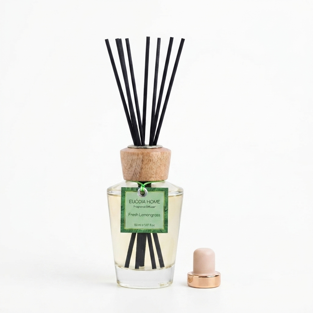 Euodia Home Fresh Lemongrass Fragrance Diffuser 150ml – Aromatherapy Reed Diffuser