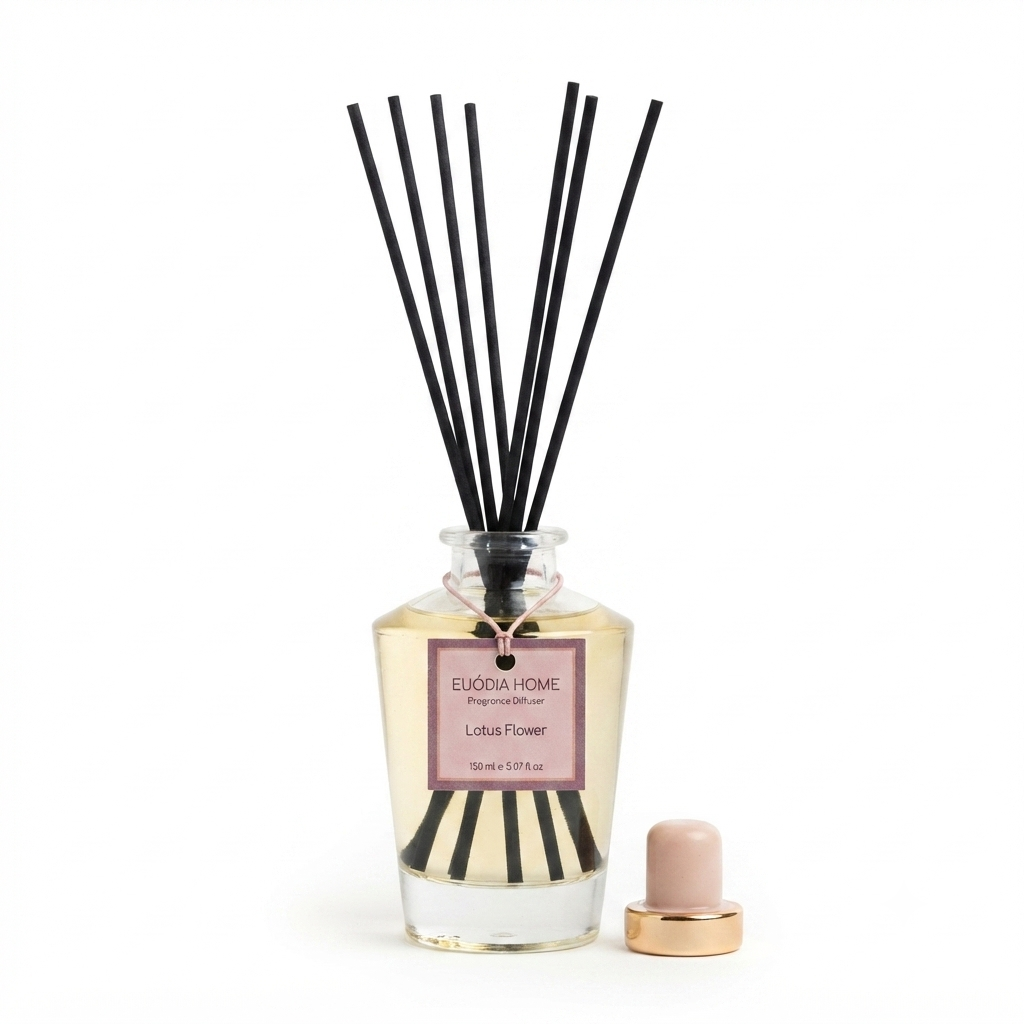 Euodia Home Lotus Flower Fragrance Diffuser 150ml – Aromatherapy Reed Diffuser