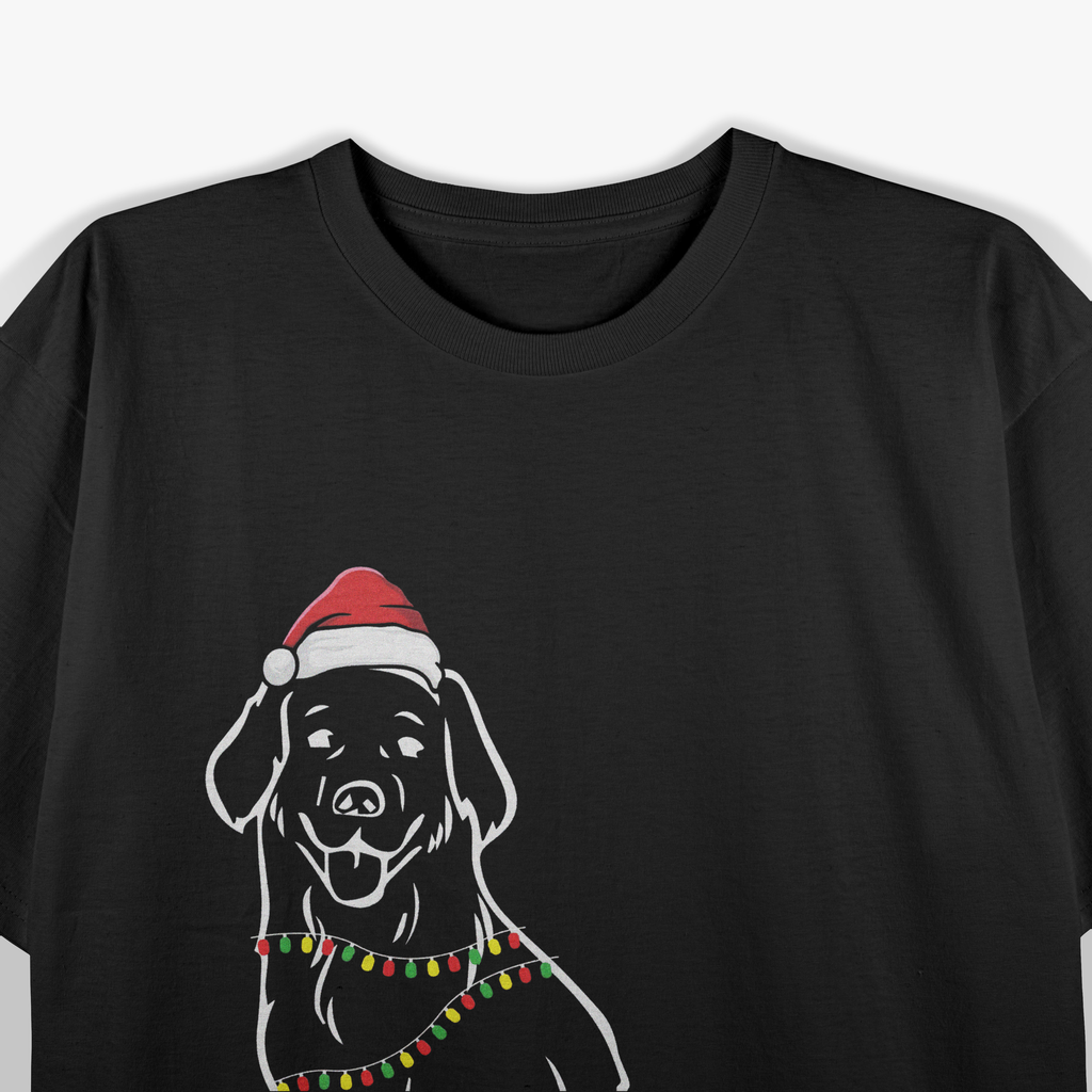 Funny Xmas Lighting Santa Hat Golden Retriever Dog Christmas T-Shirt