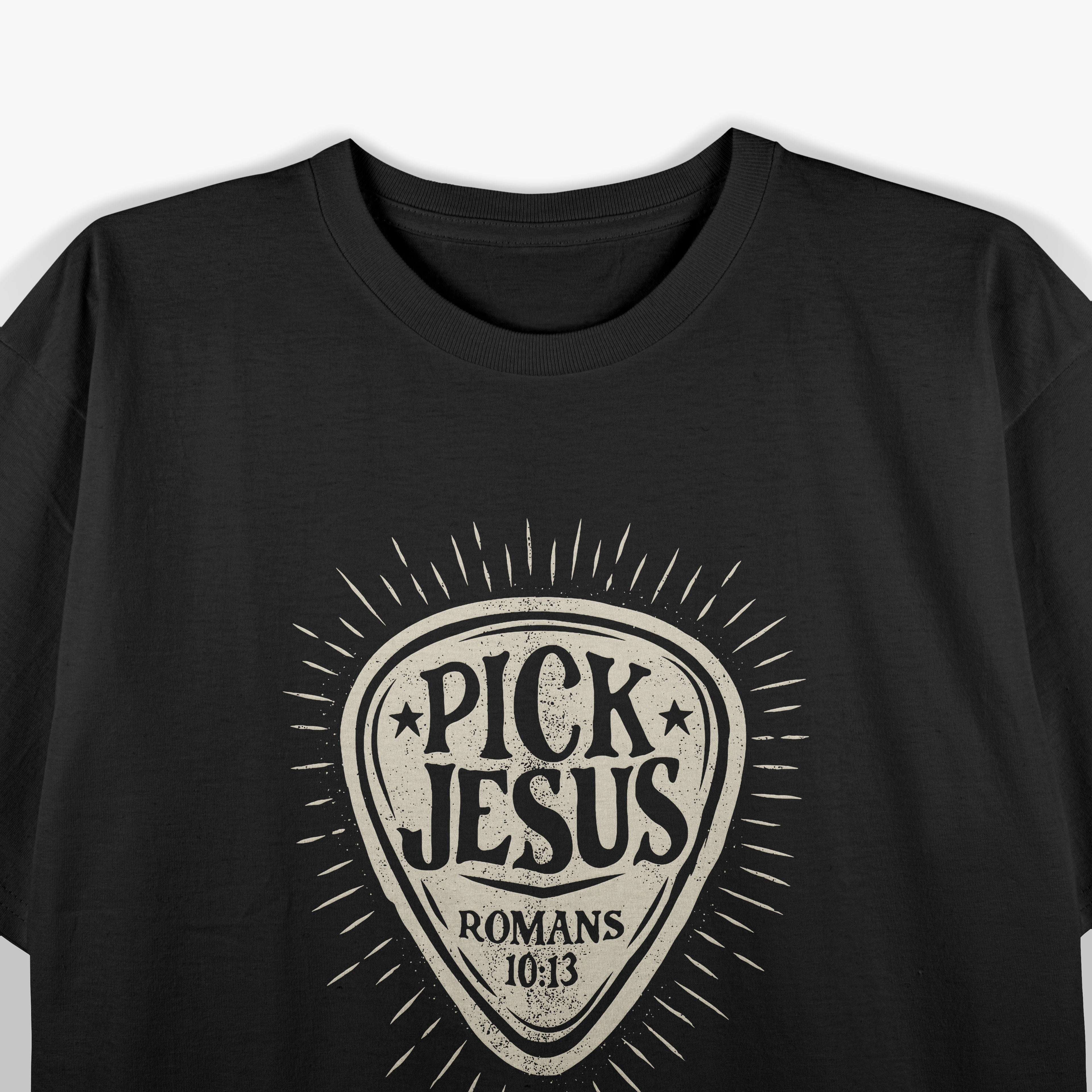Guitar Pick Jesus Christian Music Guitarist Pastor Retro T-Shirt