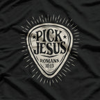 Guitar Pick Jesus Christian Music Guitarist Pastor Retro T-Shirt