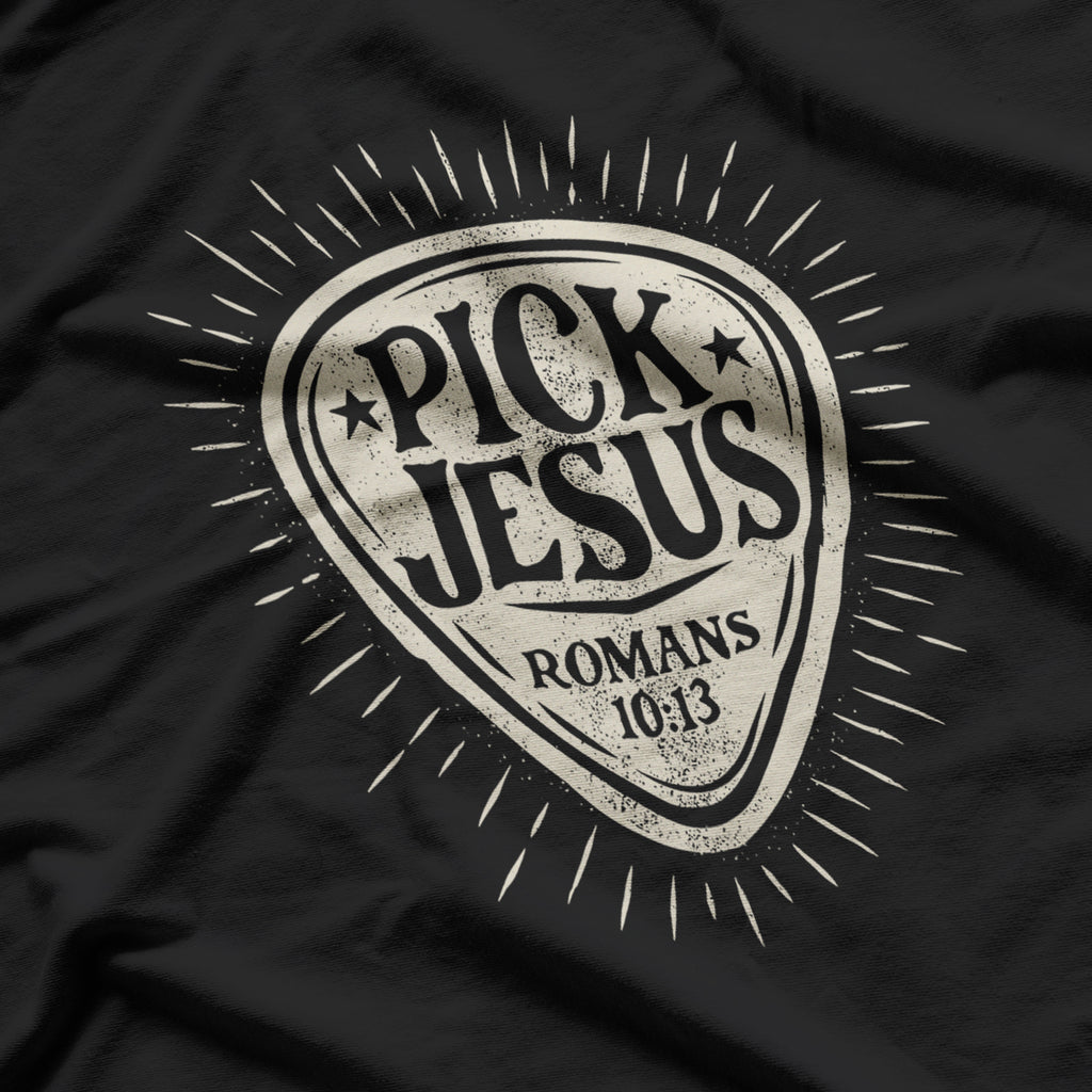 Guitar Pick Jesus Christian Music Guitarist Pastor Retro T-Shirt