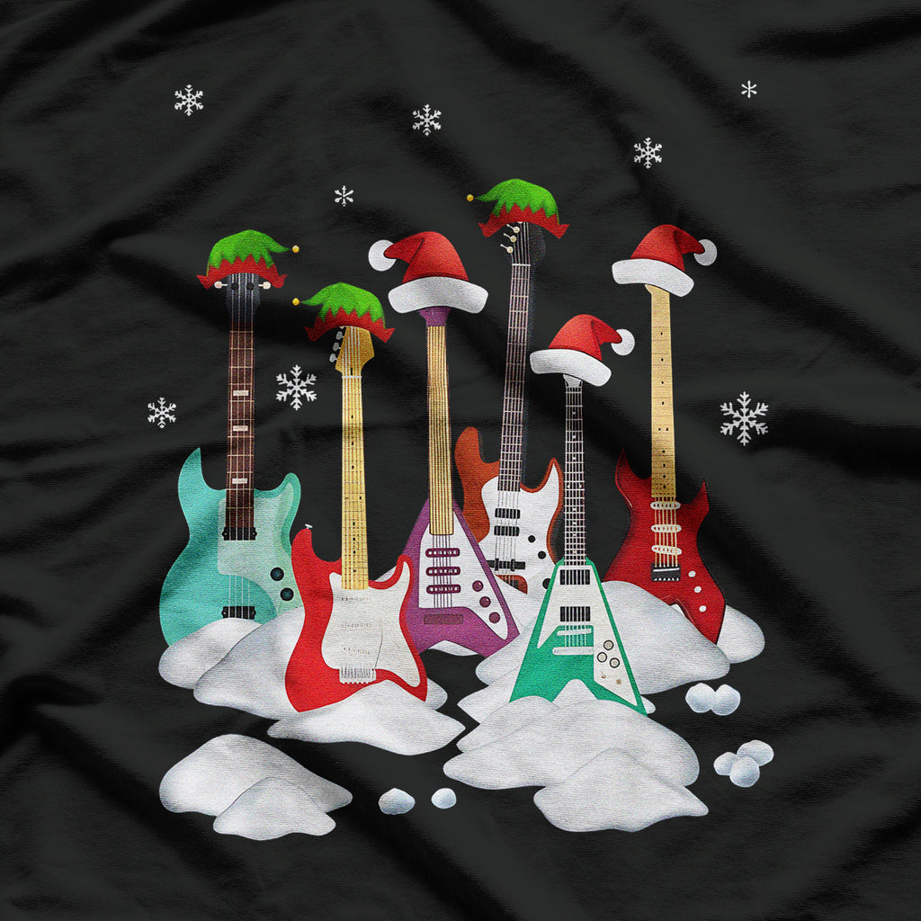 Guitar Santa Hat Christmas Tree Great Gift T-Shirt