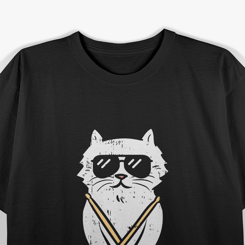 Cat Drumstick - Rock & Roll Drummer Pet Vibes T-Shirt
