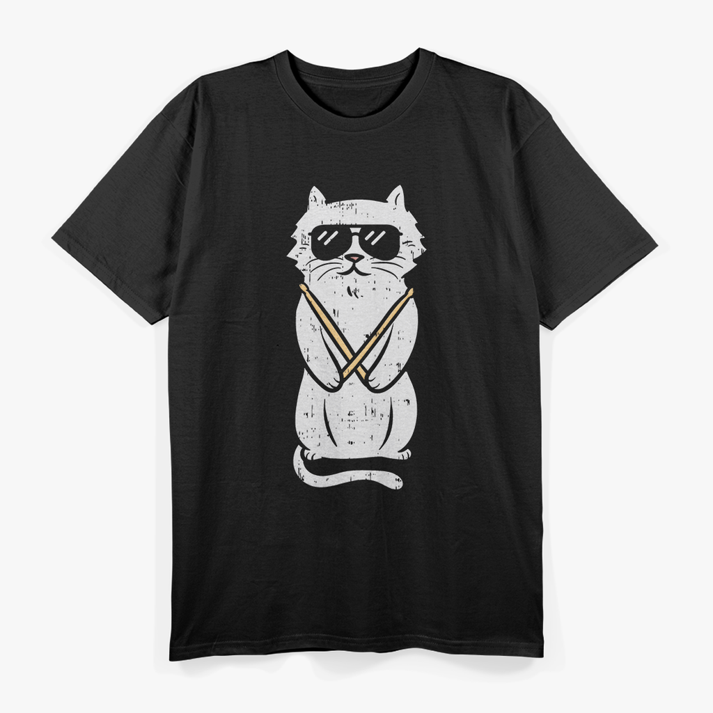 Cat Drumstick - Rock & Roll Drummer Pet Vibes T-Shirt