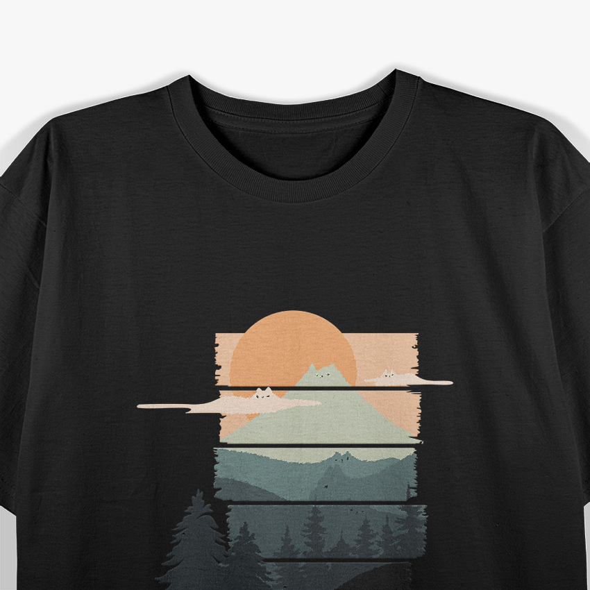 Landscat Funny Cat Nature Adventure Aesthetic T-Shirt