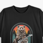 Bear Playing Guitar Funny Vintage Music Lover T-Shirt
