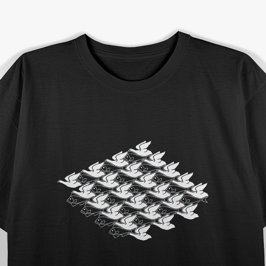 Fish Swan Lake Optical Illusion Artistic Design T-Shirt