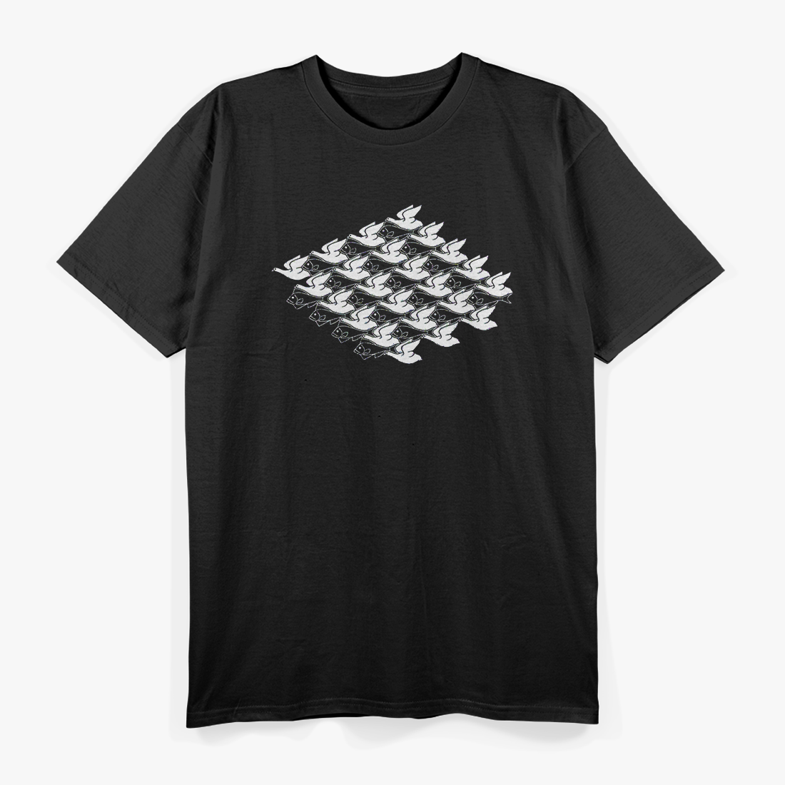 Fish Swan Lake Optical Illusion Artistic Design T-Shirt