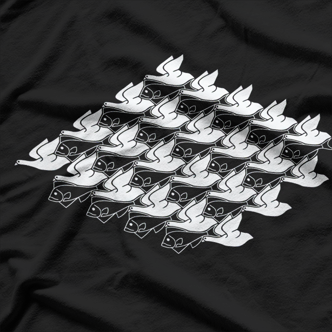 Fish Swan Lake Optical Illusion Artistic Design T-Shirt