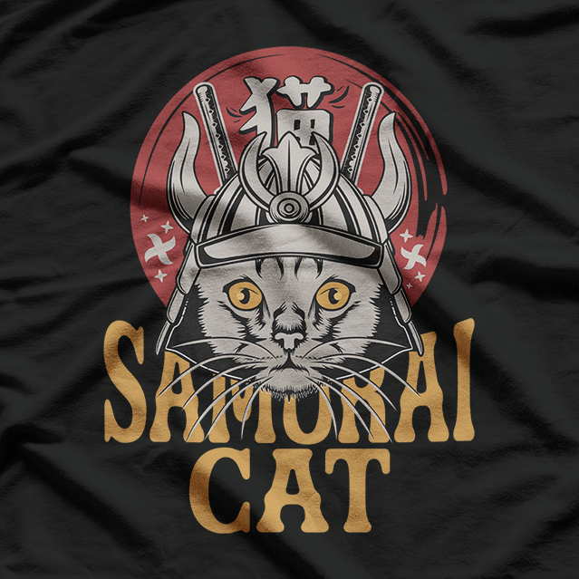 Samurai Cat Warrior Japanese Art Retro Vintage T-Shirt