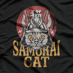 Samurai Cat Warrior Japanese Art Retro Vintage T-Shirt