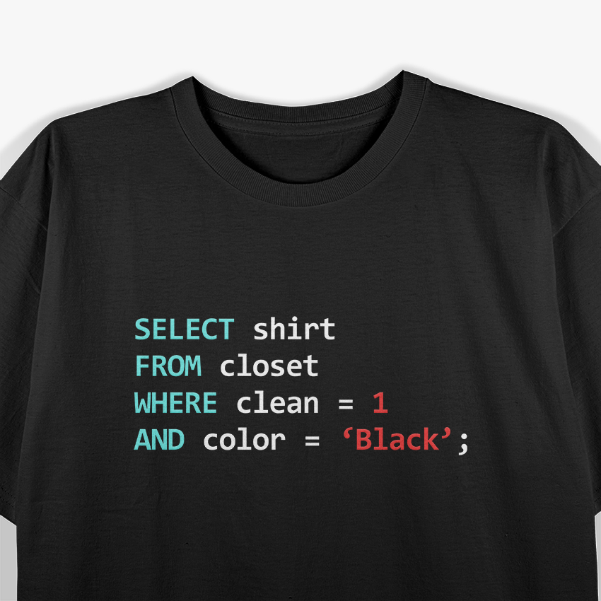 Programmer SQL Query - Geek Database Coding Clear Closet T-Shirt
