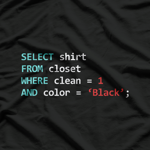 Programmer SQL Query - Geek Database Coding Clear Closet T-Shirt