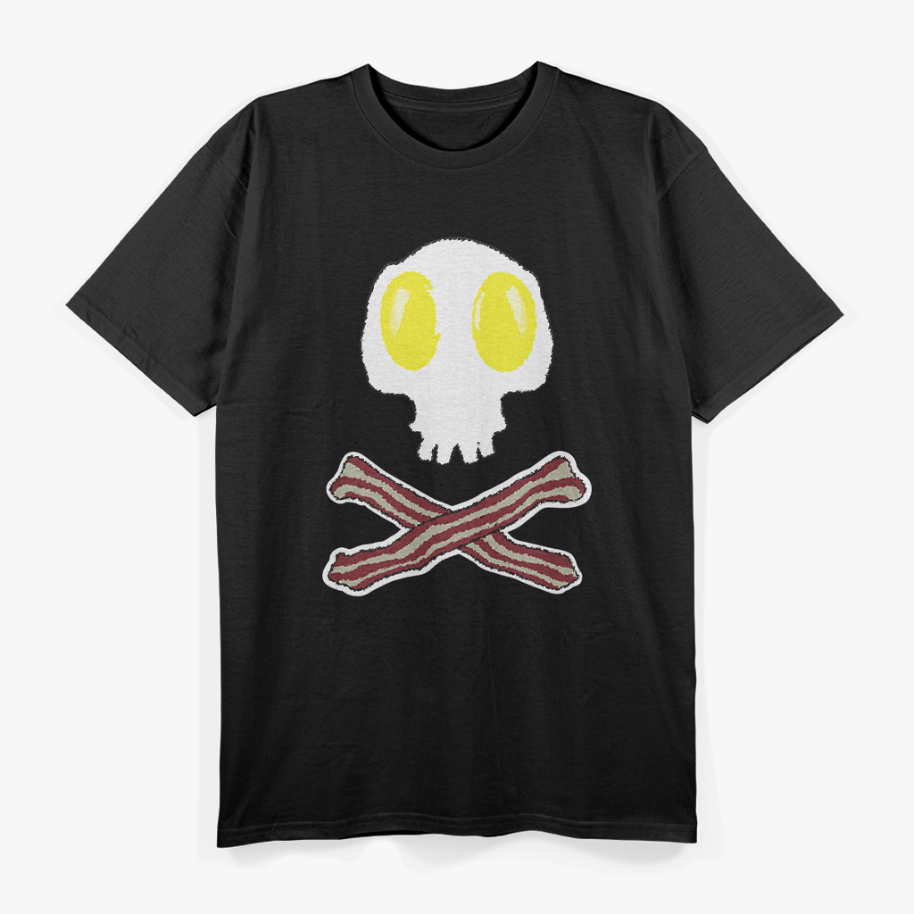 Bacon and Egg Skull Crossbones - A Deadly Delicious Breakfast T-Shirt