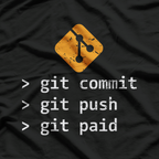 Git Commit Push Paid Programming IT Tech Cool T-Shirt