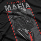 Vintage Mafia Fish Cat Retro Gangster Animal Art T-Shirt