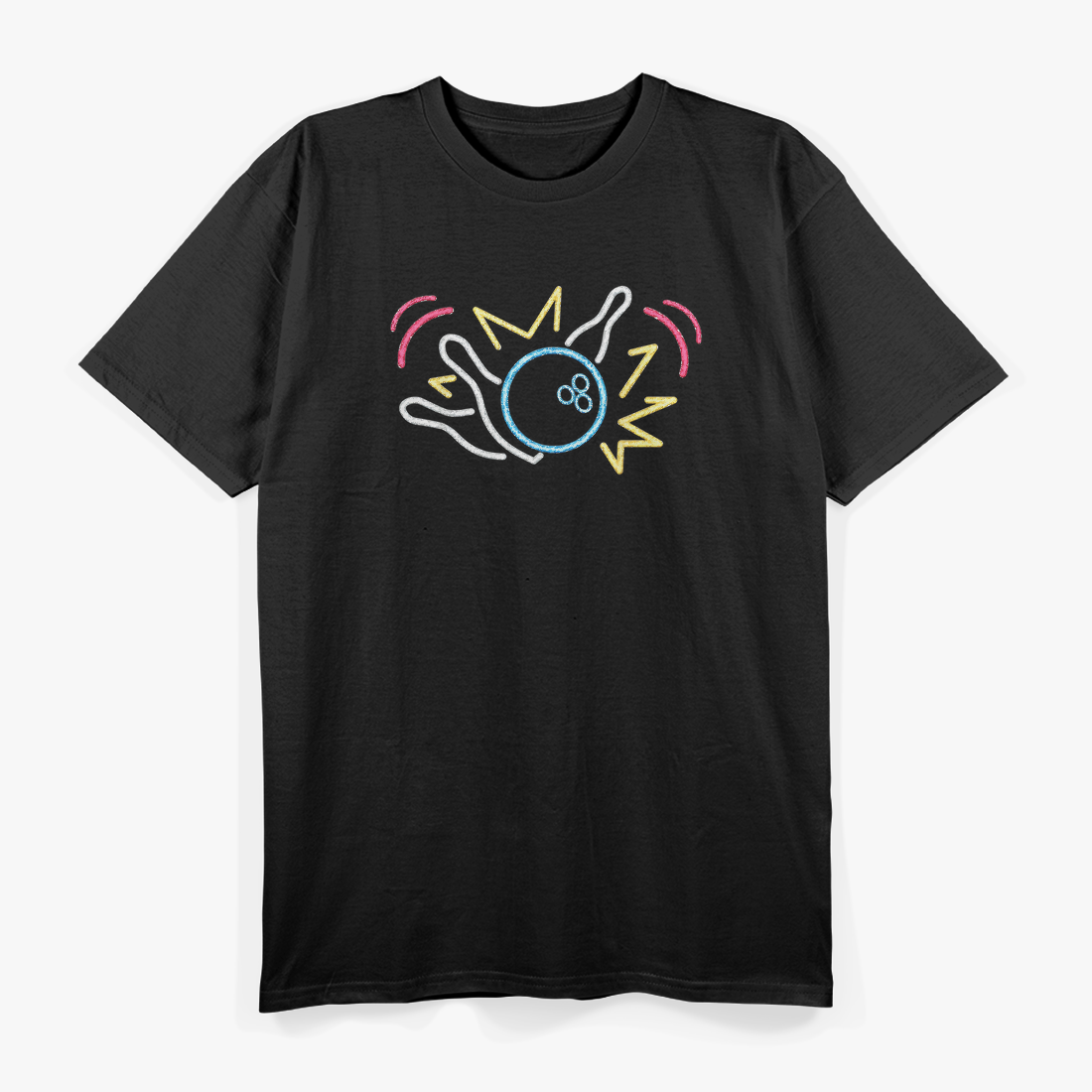 80s Retro Neon Sign Strike Bowling Vintage Bowling T-Shirt