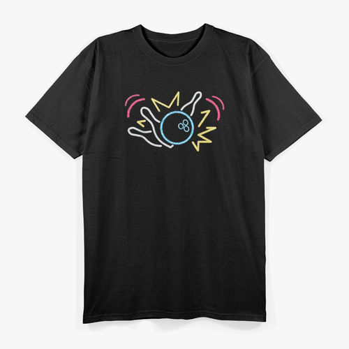 80s Retro Neon Sign Strike Bowling Vintage Bowling T-Shirt
