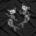 Cat Mermaid Skeleton Funny Mythical Kitty Halloween T-Shirt