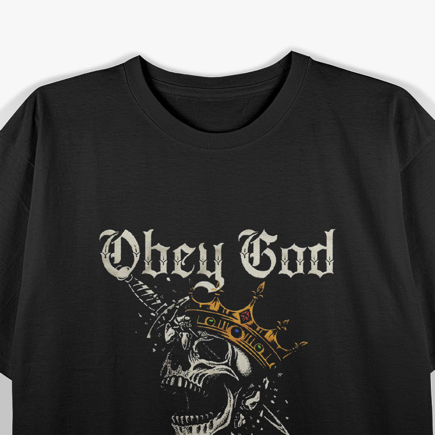 Obey God Defy Tyrants Skull Vintage Gothic T-Shirt