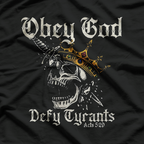 Obey God Defy Tyrants Skull Vintage Gothic T-Shirt