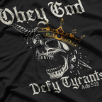 Obey God Defy Tyrants Skull Vintage Gothic T-Shirt