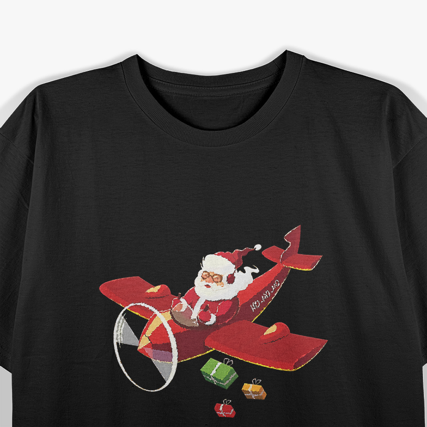 Christmas Santa Pilot – Flying Airplane Holiday Design T-Shirt