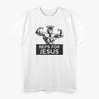 Reps For Jesus Gym Workout Faith Fitness Motivational T-Shirt