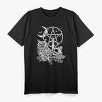 Wiccan Witch: Owl, Candle, Moon, Skull, Pentacle T-Shirt
